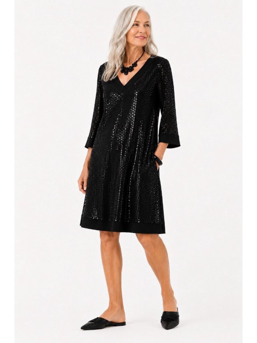 CLARA SUNWOO dress black polka dot LARGE lagenlook minimalist coastal grandma